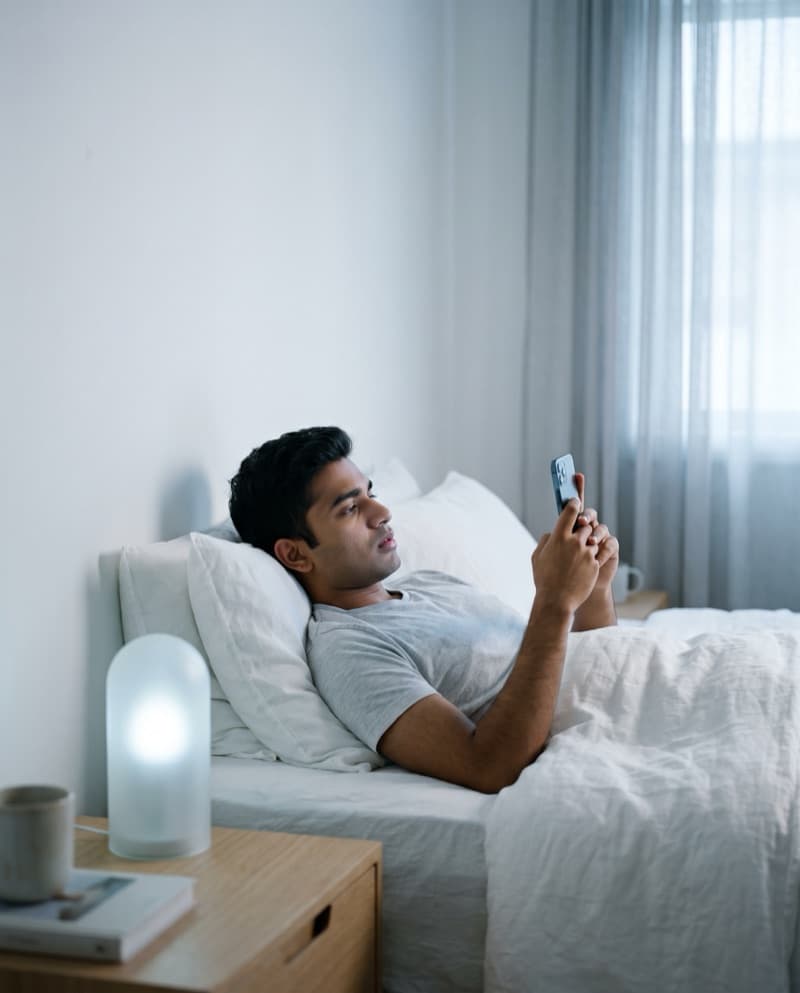 A phone glowing with forum threads late at night