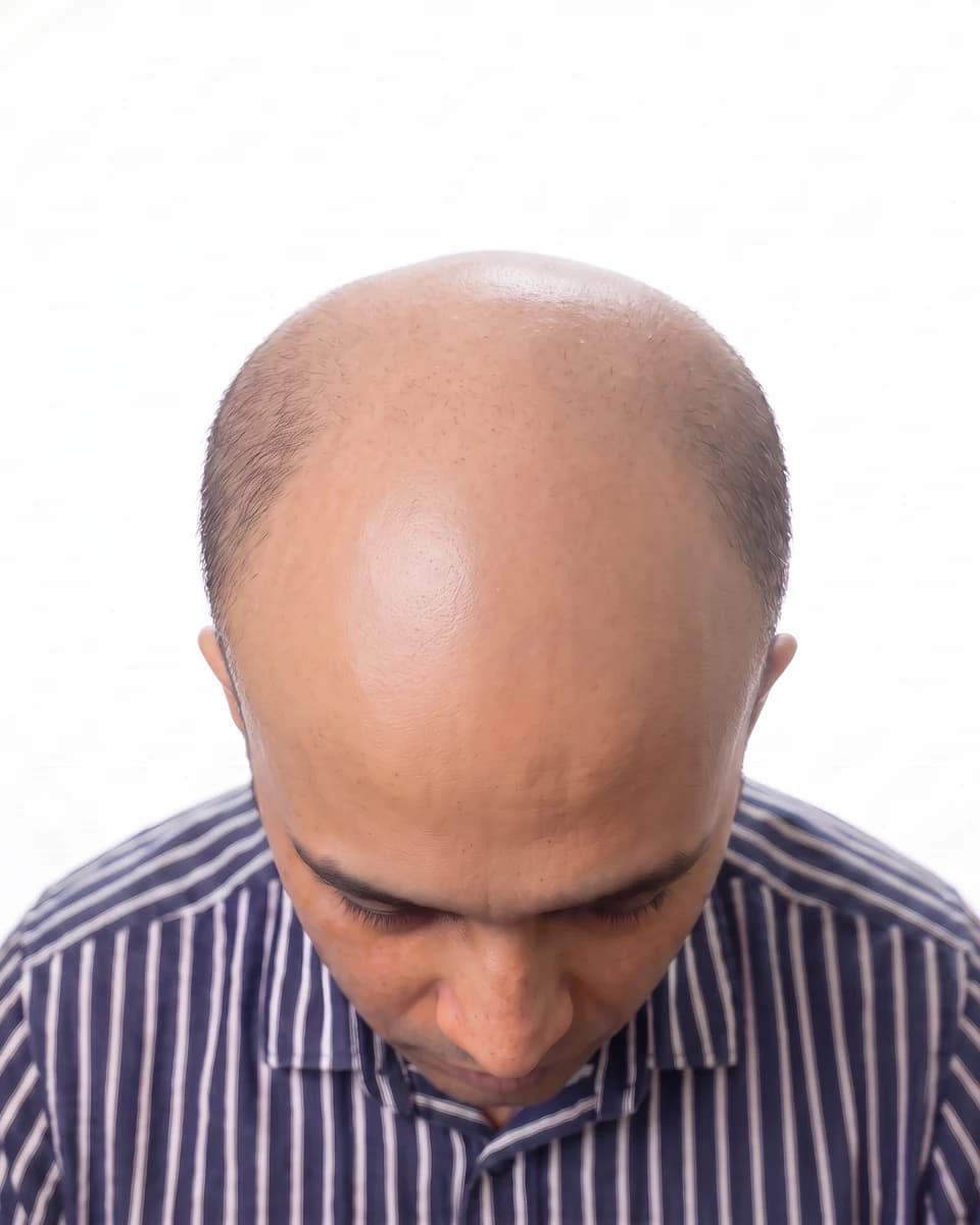 Photographic portrait of the same man at hair-loss stage 7